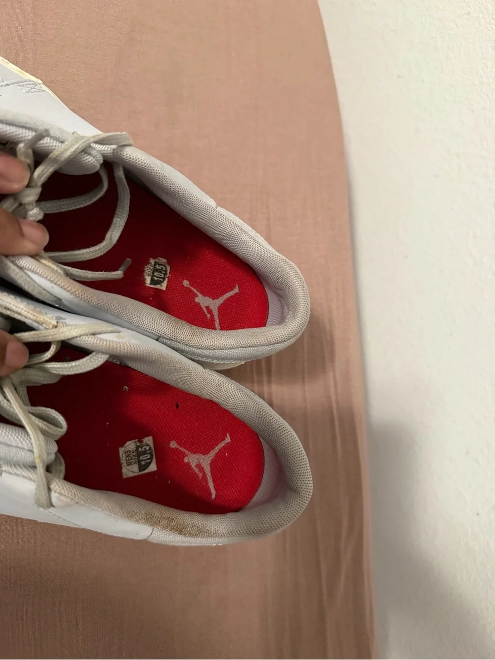 Jordan Men’s Low-Top Sneakers in Light Gray with Red Jumpman